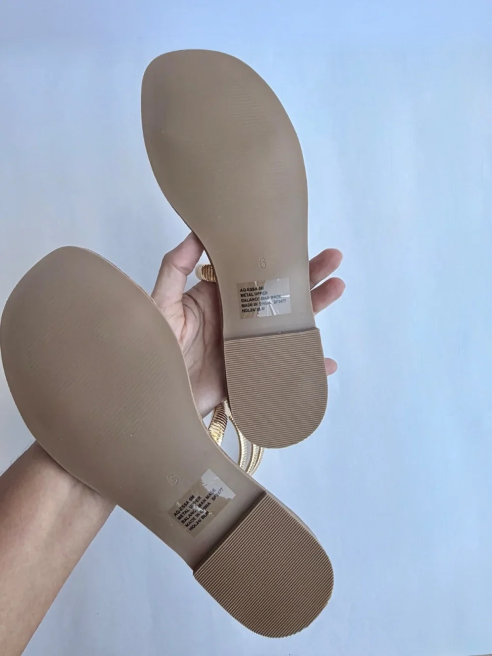 NEW  AQUA Essa Strappy Sandals Gold Metallic Flat Sandals –  Size:6